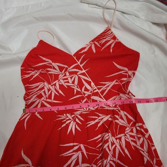 VINTAGE 70s red Hawaiian spaghetti strap fit and‎ flare sun dress M - Picture 8 of 9